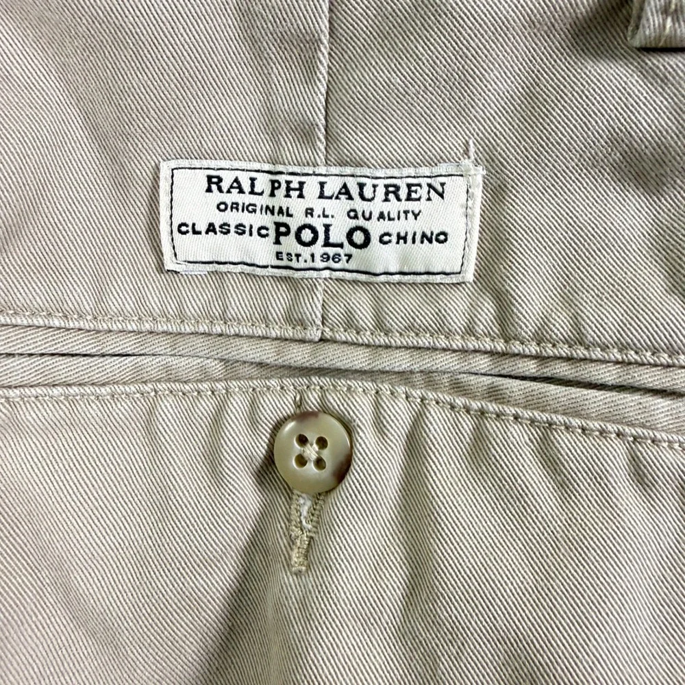 Vintage Polo Ralph Lauren Tyler Shorts Mens 30 Double Pleated Khaki Chino Tan
